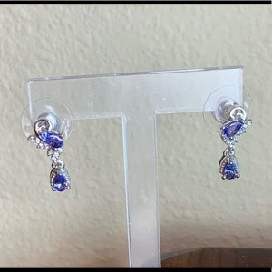 Genuine AAA Tanzanite & Zircon Drop Earrings